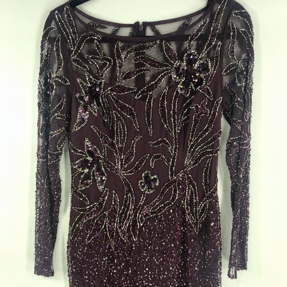 Adrianna Papell Purple Sequin Cocktail Dress 4 - Picture 5 of 8